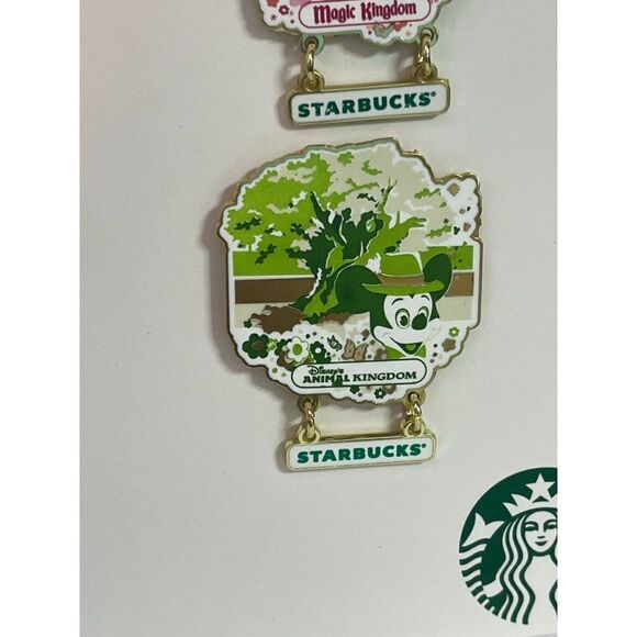 Disney Starbucks Pin Set Parks Icons Animal Magic Hollywood Epcot New with Card - Picture 4 of 10